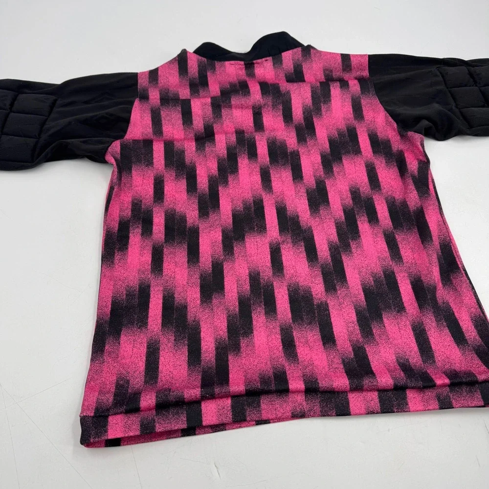 DTI‎ Soccer Jersey Kids AM Pink Black Geometric Long Sleeve V Neck Made USA